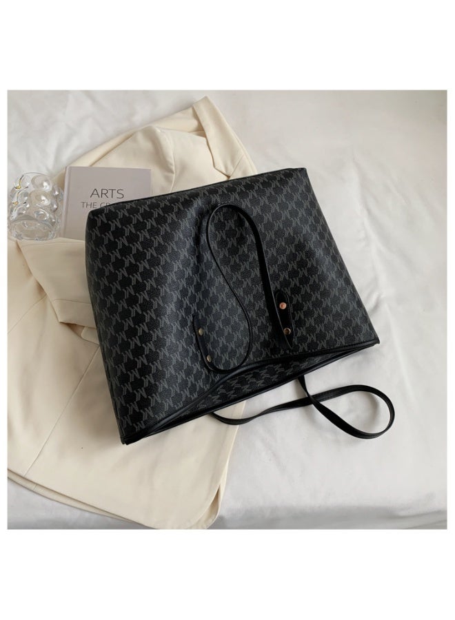 حقيبة لابتوب نسائية 16 بوصة من الجلد للكمبيوتر المكتبي، حقيبة كتف علوي بملمس عالي الجودة وسعة كبيرة (أسود) - Image 4